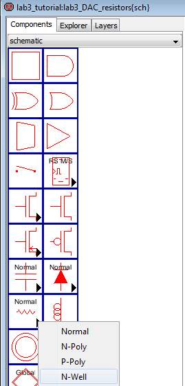 Selecting n-well resistor for schematic