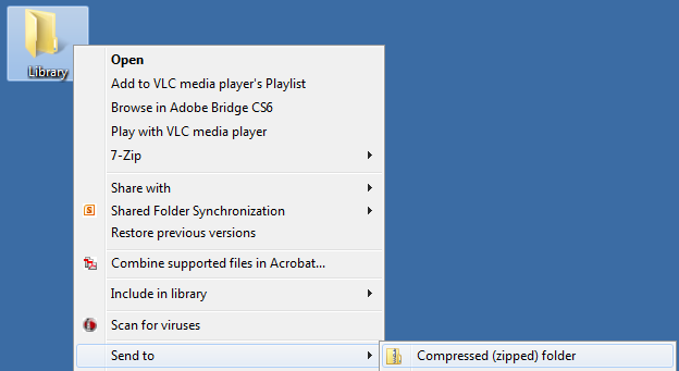 Zipping the library folder