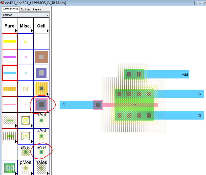 Completed PMOS layout
