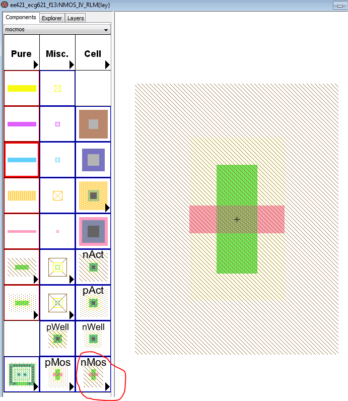 NMOS placement for layout
