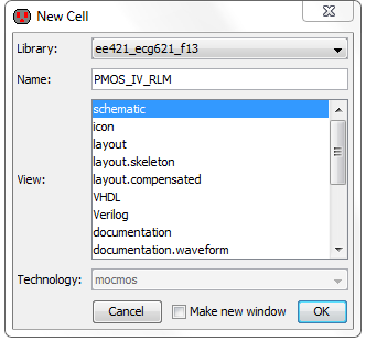 Creation of PMOS schematic cell