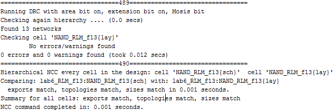 NAND DRC and LVS checks