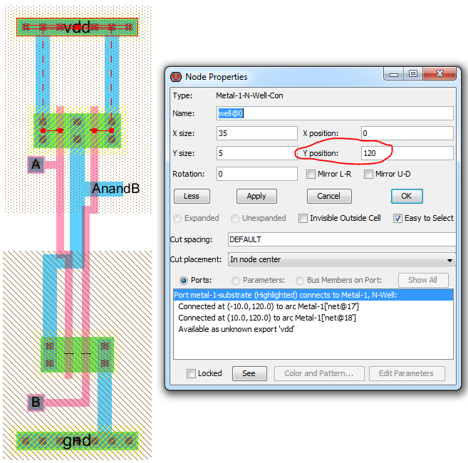 Layout for NAND gate