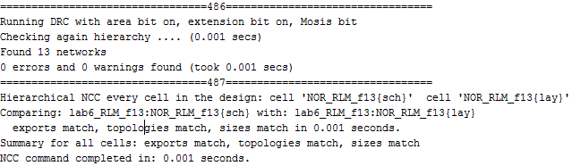 NOR DRC and LVS checks