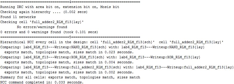 Second full adder DRC and LVS