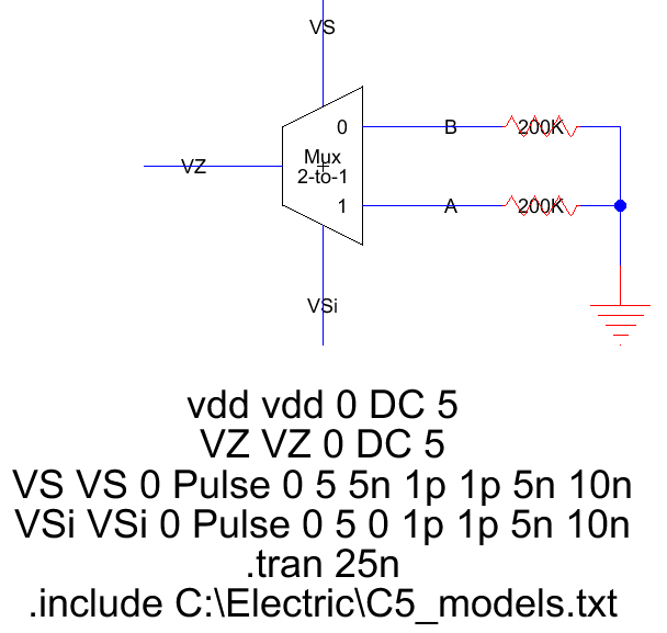 Simulation schematic of 1-to-2 Mux