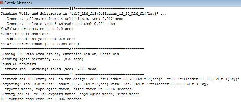 Full-adder DRC and LVS