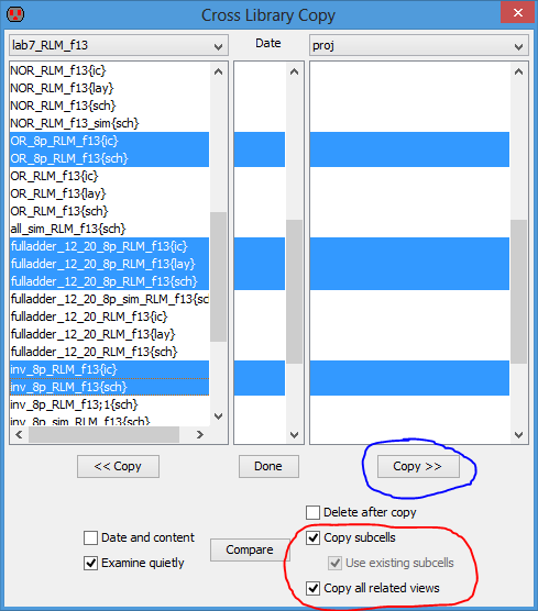 Cross-Library Copy of necessary components