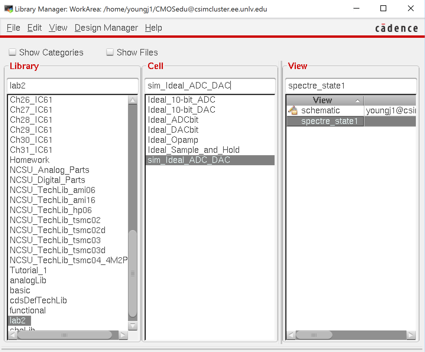 Showing Cadence Library with Lab2