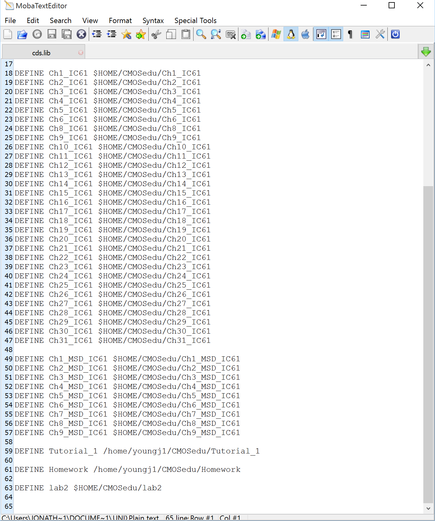 Defining Lab2 folder for Cadence