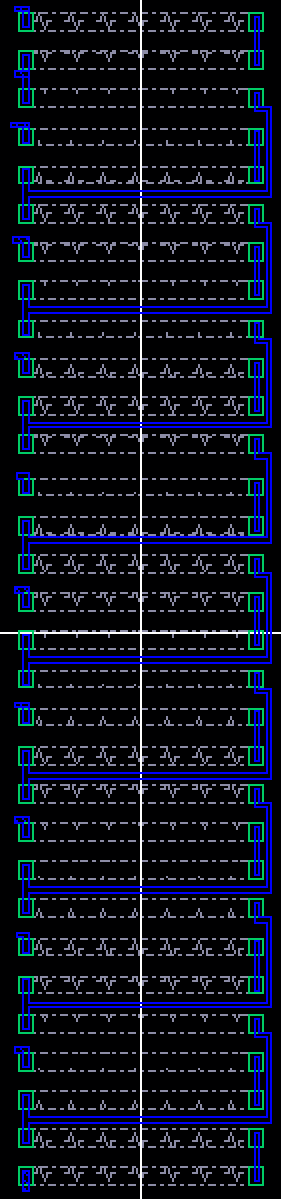 Shows extracted layout of full 10-bit DAC