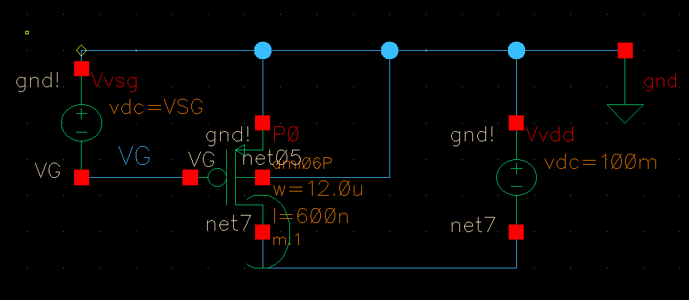 PMOS Simulation Schematic