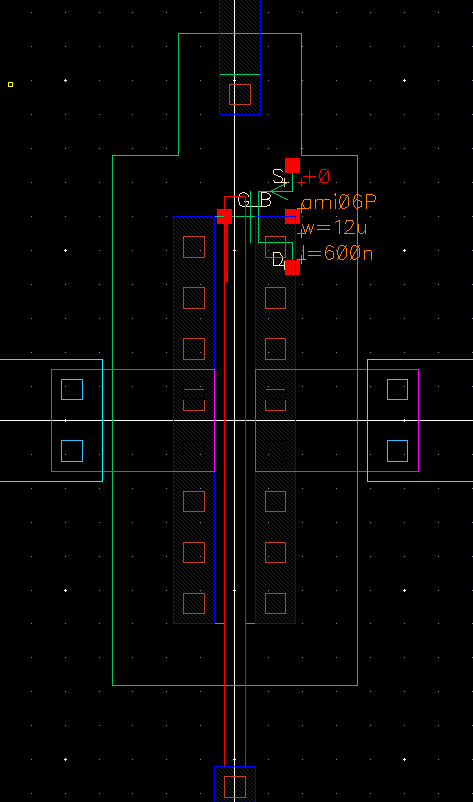Close-up of PMOS Extracted Laypout