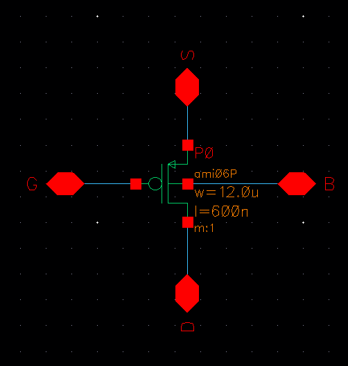 Schematic of a 4 Terminal PMOS