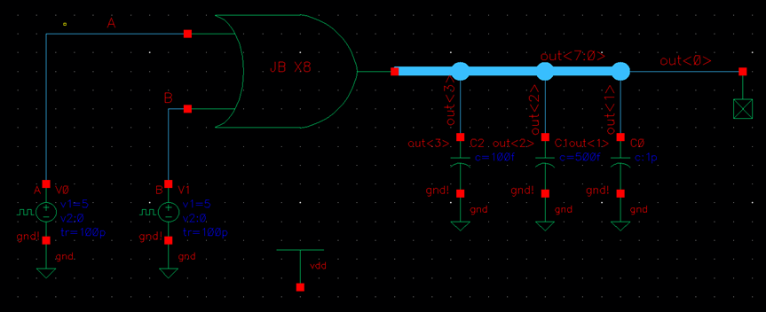 A traffic light at night

Description automatically generated